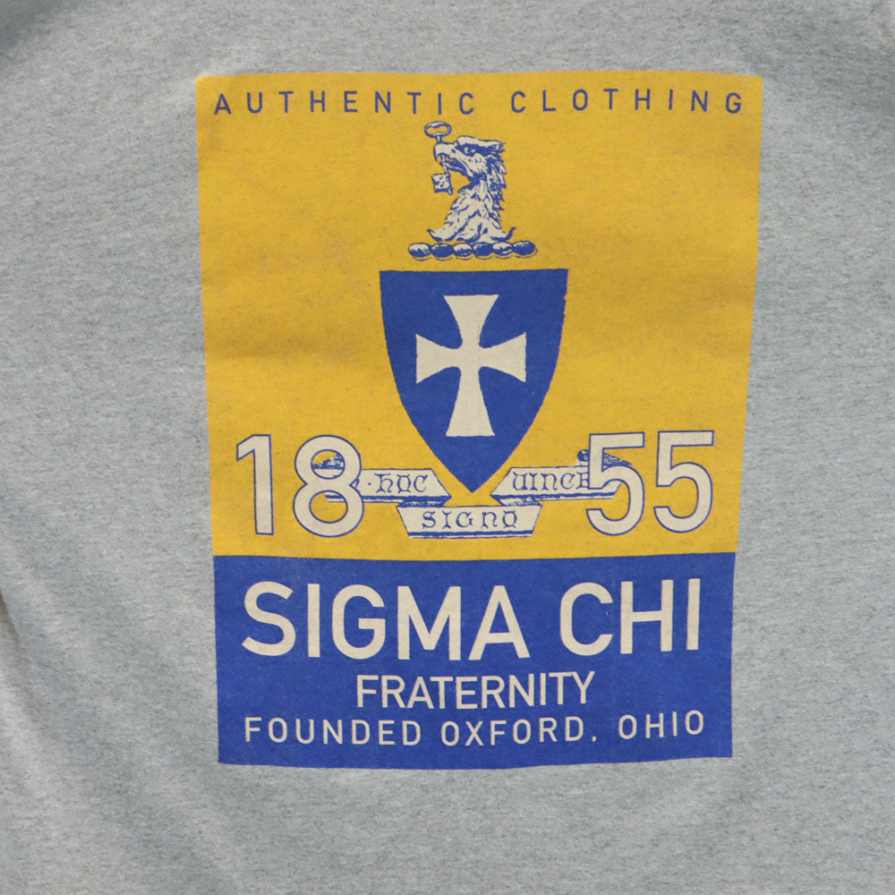 ALL SPORTS オールスポーツ 90s USA製 オールド SIGMA CHI 長袖 シングルステッチ 袖プリント Tシャツ L グレー ロンT メンズ