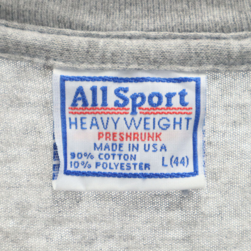 ALL SPORTS オールスポーツ 90s USA製 オールド SIGMA CHI 長袖 シングルステッチ 袖プリント Tシャツ L グレー ロンT メンズ