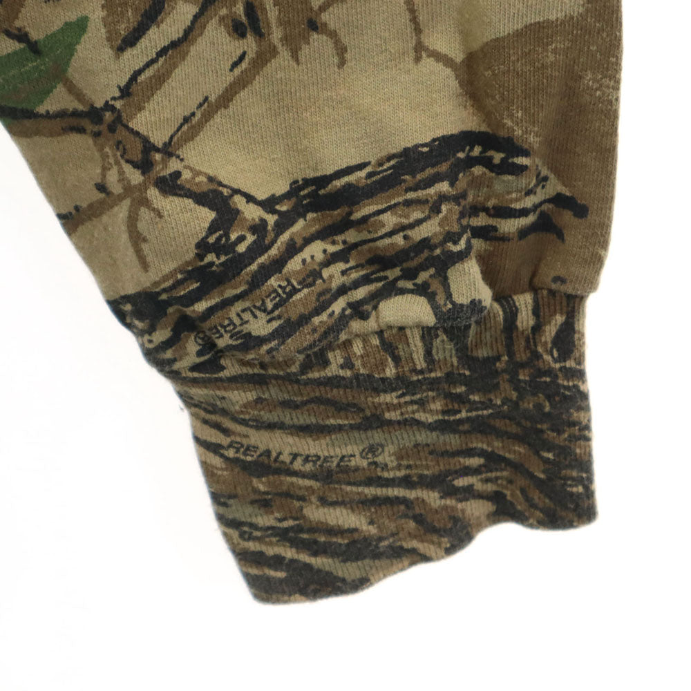 サスクワッチ 90s USA製 オールド リアルツリー柄 長袖 タートルネック シングルステッチ Tシャツ 2XL ベージュ系 ロンT 迷彩 ビックサイズ メンズ