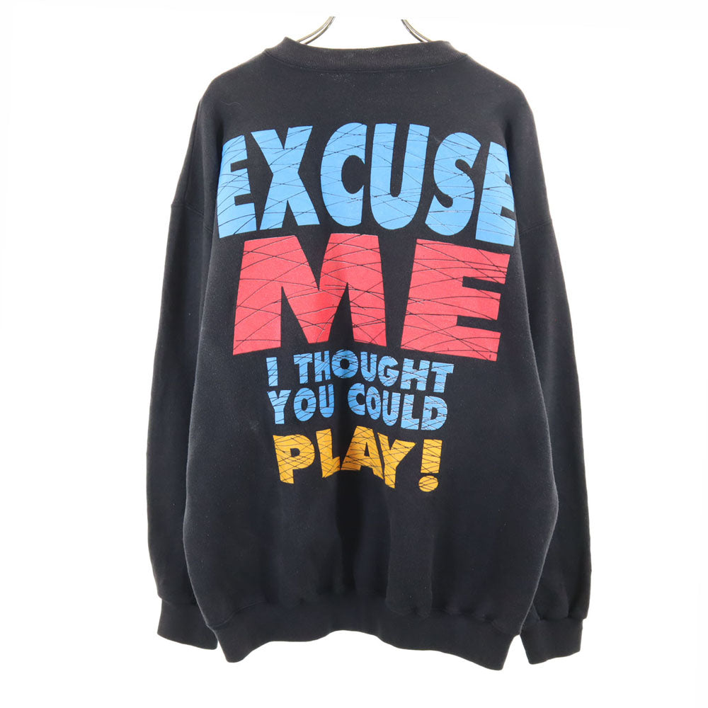 ワーナーブロス 90s USA製 オールド タズマニアンデビル 長袖 スウェット トレーナー L ブラック 裏起毛 ワーナーブラザーズ メンズ