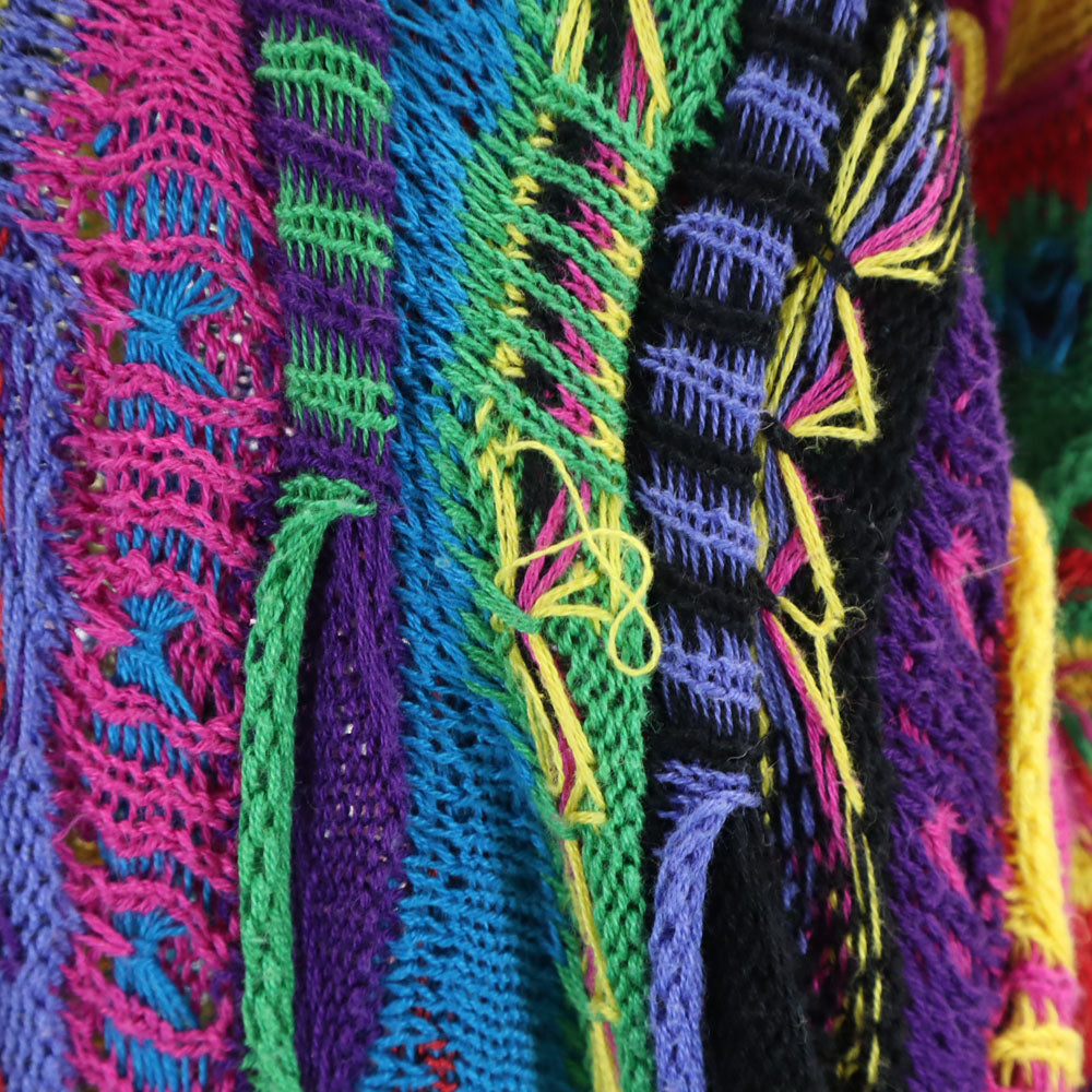 COOGI クージー 90s オーストラリア製 オールド 長袖 Vネック 3D コットン ニットカーディガン M パープル 他 メンズ