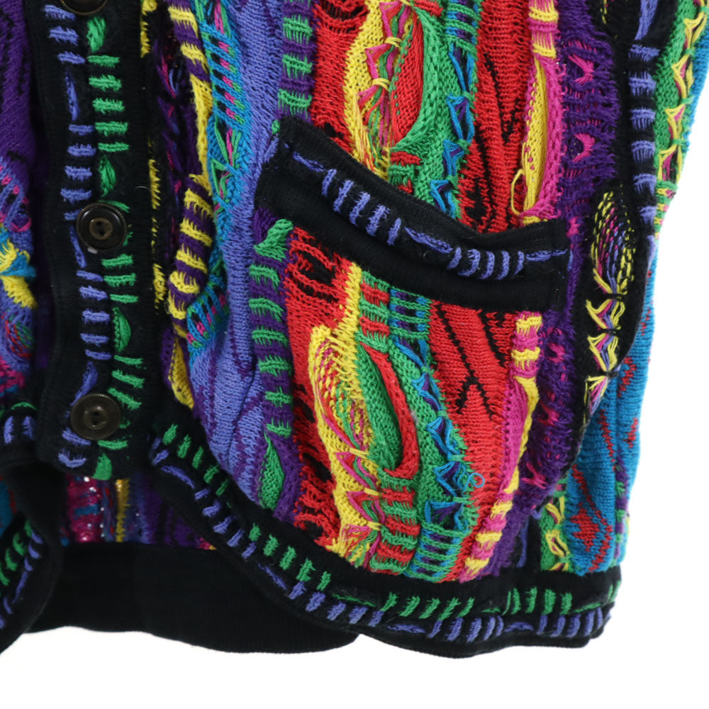 COOGI クージー 90s オーストラリア製 オールド 長袖 Vネック 3D コットン ニットカーディガン M パープル 他 メンズ