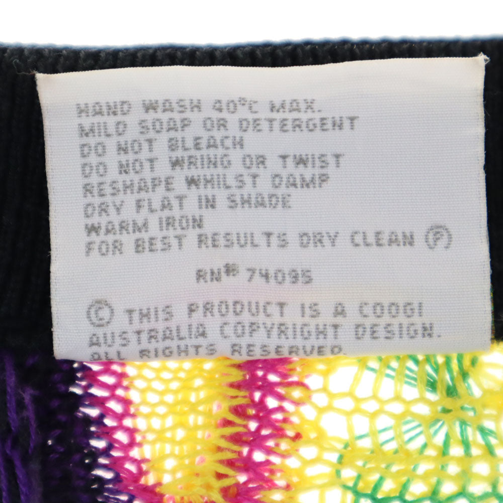 COOGI クージー 90s オーストラリア製 オールド 長袖 Vネック 3D コットン ニットカーディガン M パープル 他 メンズ