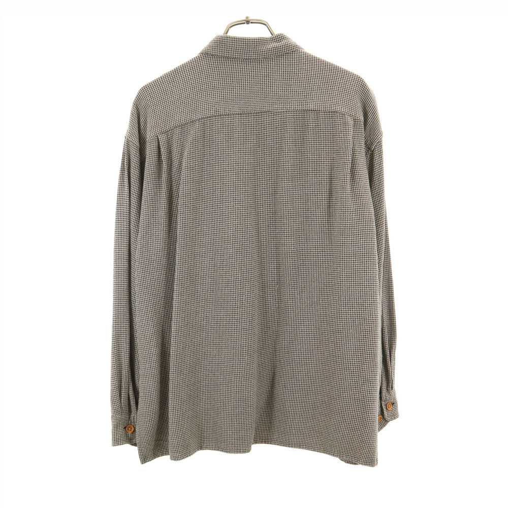 RALPH LAUREN COUNTRY ラルフローレンカントリー 80s 90s ヴィンテージ ポロカン ハウンドトゥース柄 長袖 ボックスシルエット レーヨン シャツ 9 ベージュ 他 千鳥格子 レディース