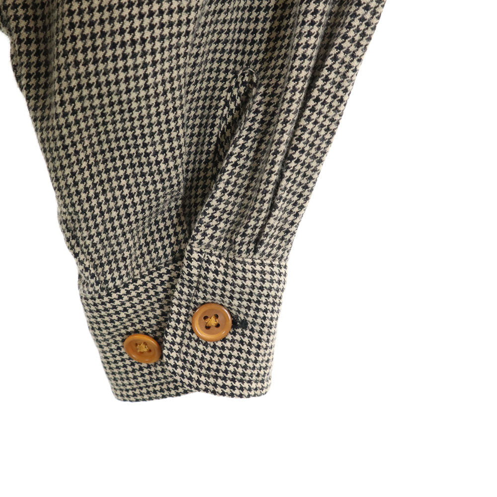 RALPH LAUREN COUNTRY ラルフローレンカントリー 80s 90s ヴィンテージ ポロカン ハウンドトゥース柄 長袖 ボックスシルエット レーヨン シャツ 9 ベージュ 他 千鳥格子 レディース