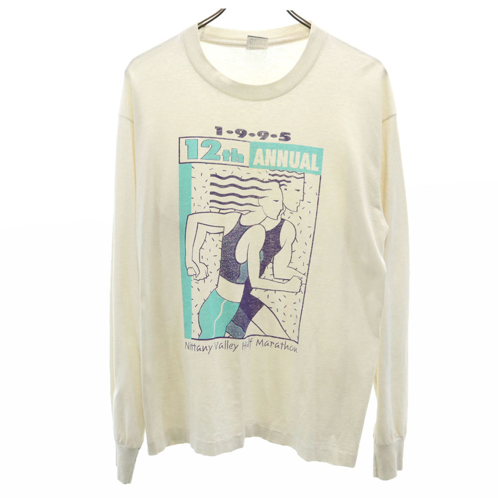 FRUIT OF THE LOOM フルーツオブザルーム 90s USA製 オールド マラソン 長袖 シングルステッチ Tシャツ L アイボリー系 BEST ロンT ORANGE BOWL メンズ