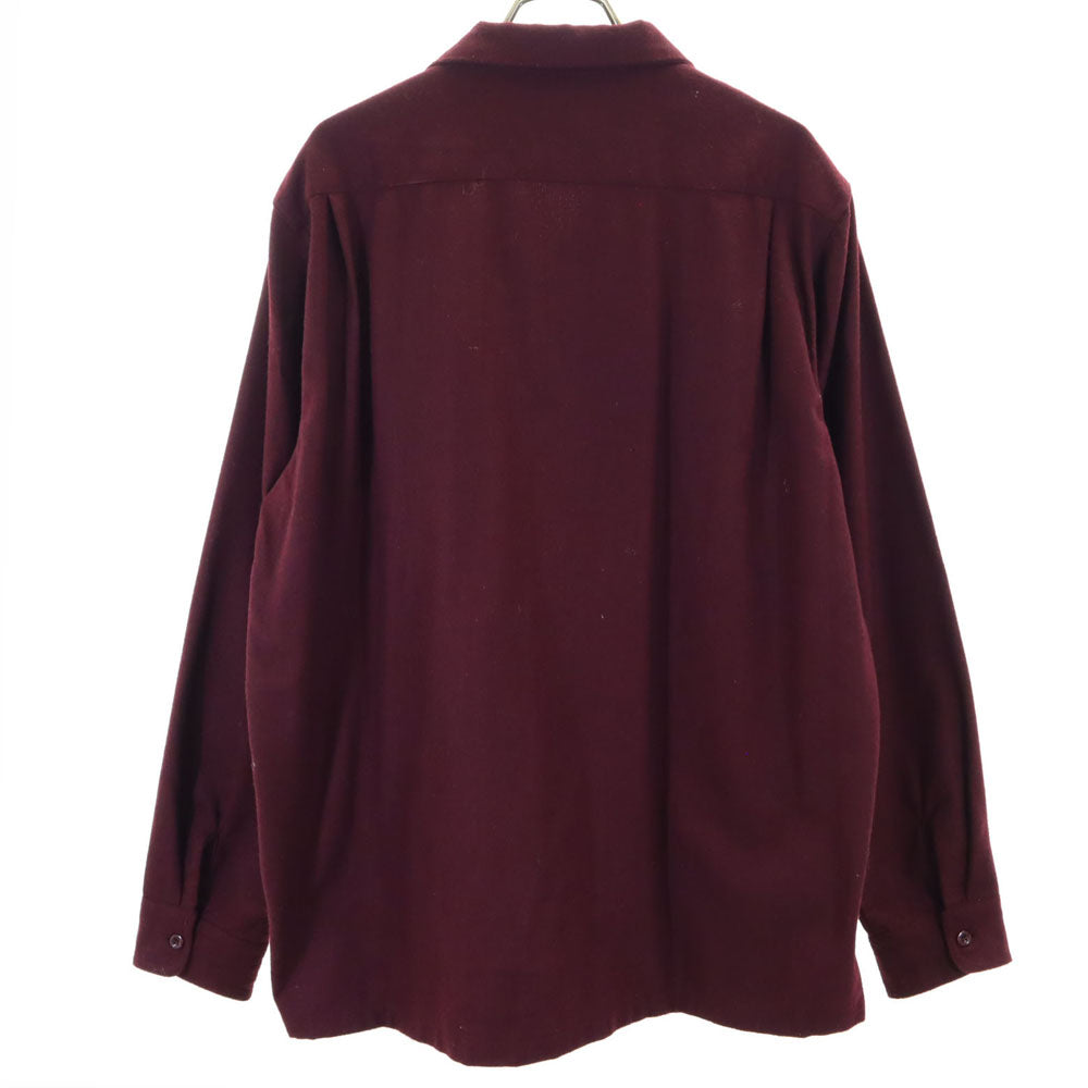 VINTAGE ヴィンテージ 50s 60s 開襟 長袖 オープンカラーシャツ ボルドー メンズ