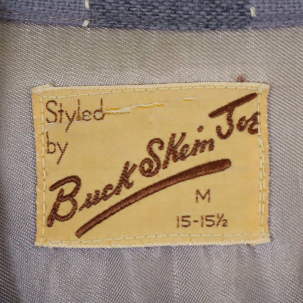 VINTAGE ヴィンテージ 50s 開襟 チェック 長袖 オープンカラーシャツ M グレー系 メンズ