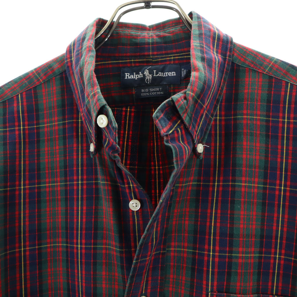 RALPH LAUREN ラルフローレン BIG SHIRT チェック 長袖 ボタンダウンシャツ M グリーン系 メンズ