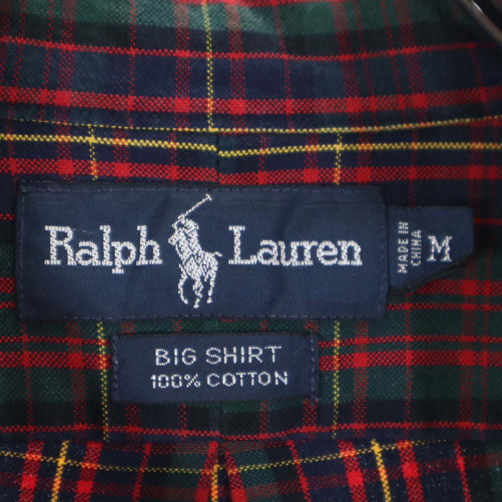RALPH LAUREN ラルフローレン BIG SHIRT チェック 長袖 ボタンダウンシャツ M グリーン系 メンズ