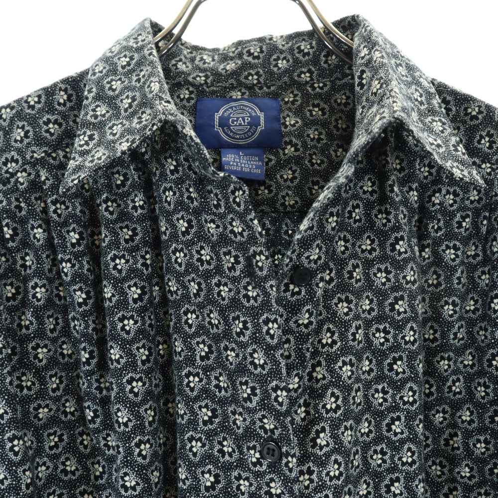 ギャップ 80s ヴィンテージ 総柄 長袖 シャツ L ブラック系 GAP メンズ