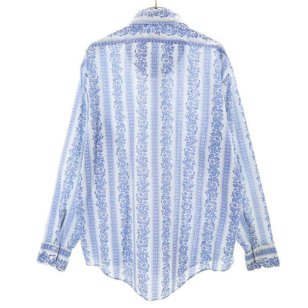 PARIANI 70s ヴィンテージ 総柄 長袖 シャツ L ブルー系 メンズ