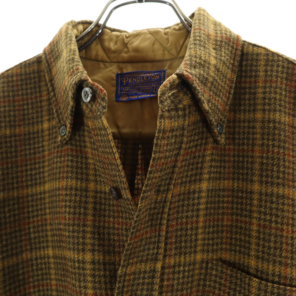 ペンドルトン 60s 70s ウール ヴィンテージ チェック 長袖 ボタンダウンシャツ M ブラウン系 PENDLETON メンズ