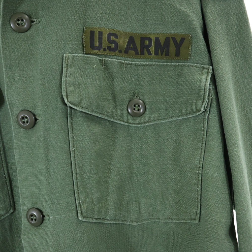 US ARMY アメリカ軍 70s コットンサテン BDU ヴィンテージ DSA 長袖 ミリタリーシャツ 15 1/2×33 カーキ メンズ