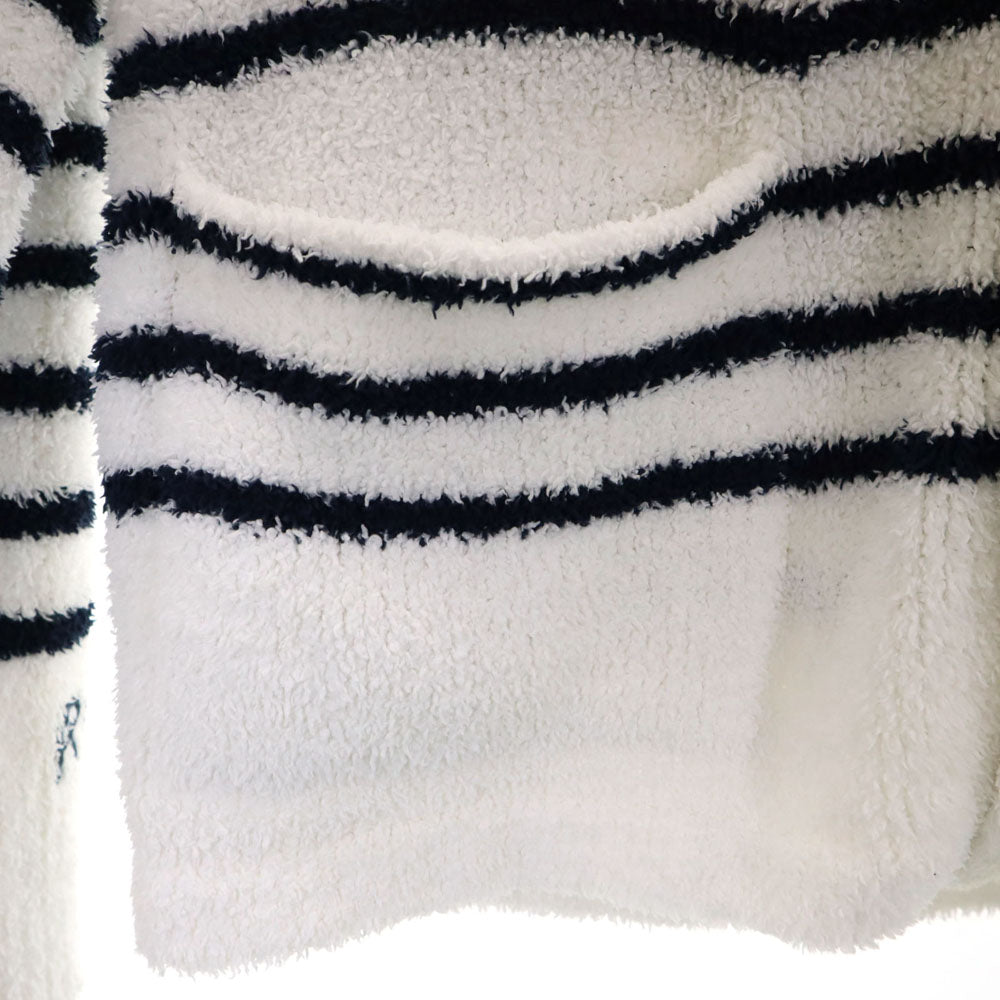 BAREFOOT DREAMS ベアフットドリームズ ボーダー柄 長袖 カーディガン M ホワイト×ネイビー ×ロンハーマン メンズ