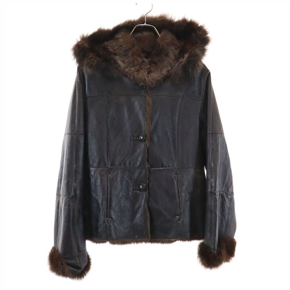 BALMAIN バルマン ラビット レザージャケット 11 ブラウン レディース