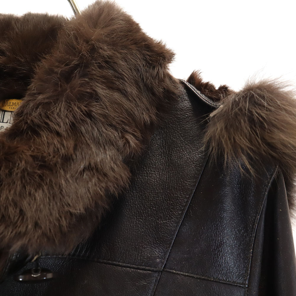 BALMAIN バルマン ラビット レザージャケット 11 ブラウン レディース