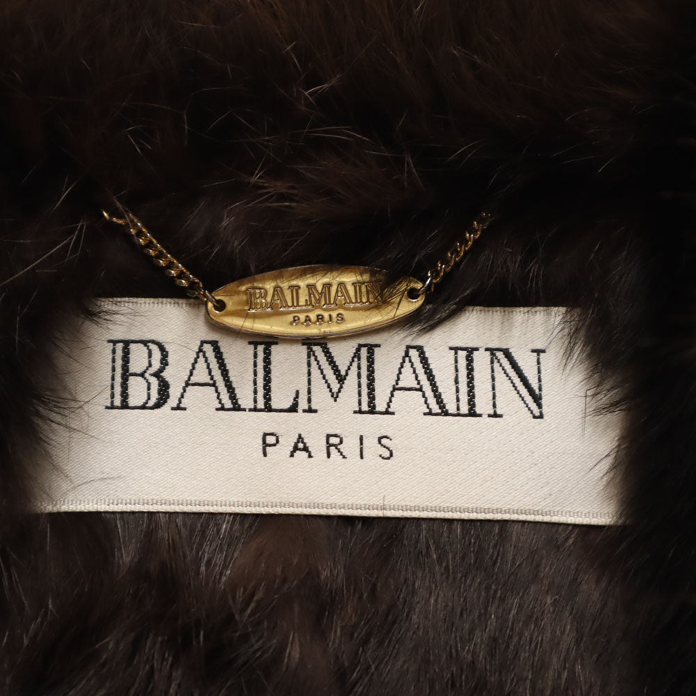 BALMAIN バルマン ラビット レザージャケット 11 ブラウン レディース