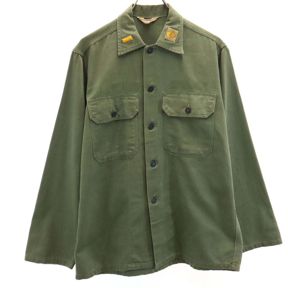 FRUIT OF THE LOOM フルーツオブザルーム 60s ヴィンテージ 13ボタン 長袖 ミリタリーシャツ M オリーブ メンズ