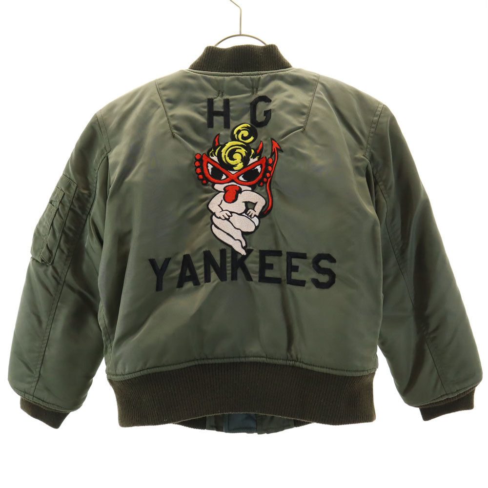 HYSTERIC MINI ヒステリックミニ バック ヒスミニ刺繍 MA-1 フライトジャケット オリーブ系 キッズ