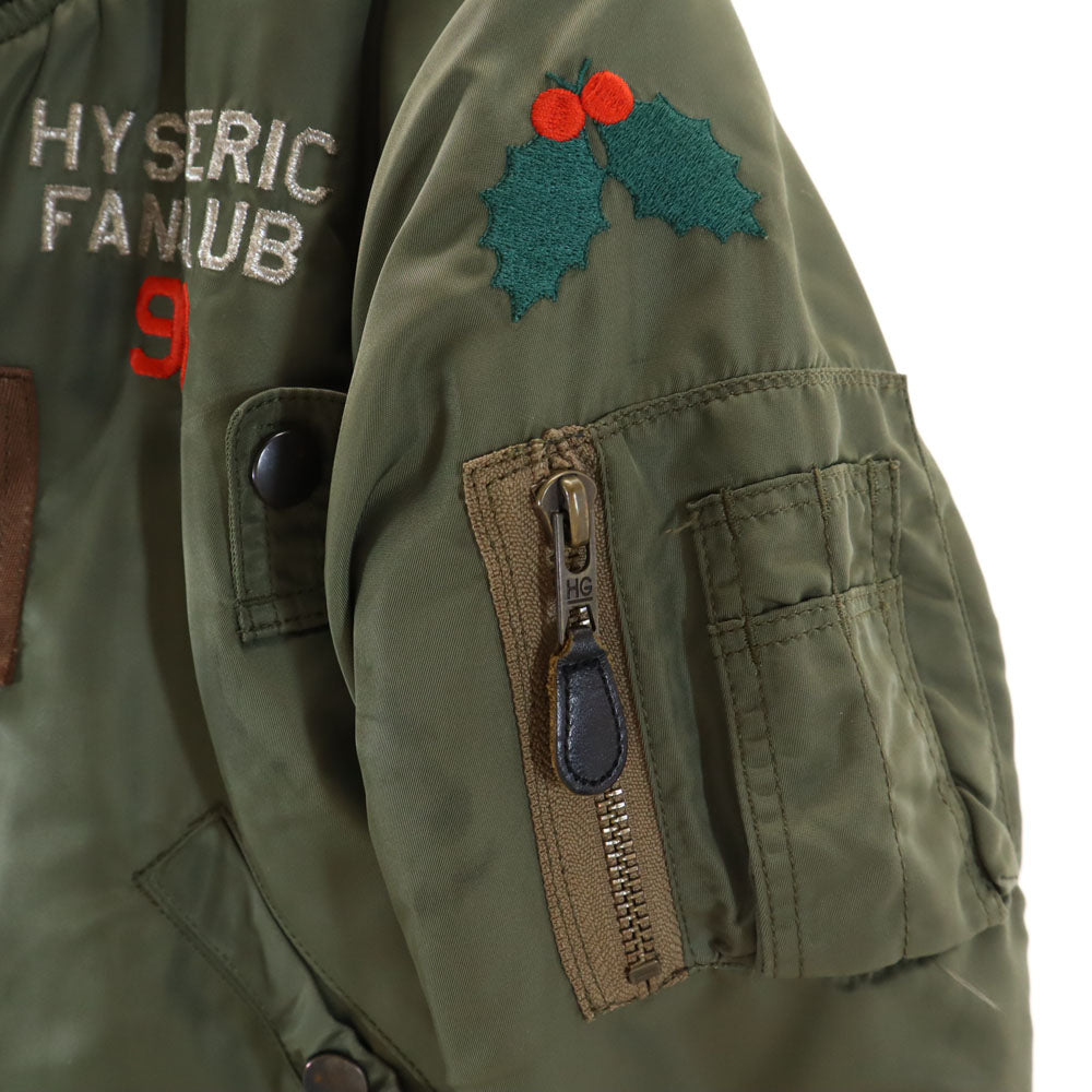 HYSTERIC MINI ヒステリックミニ バック ヒスミニ刺繍 MA-1 フライトジャケット オリーブ系 キッズ