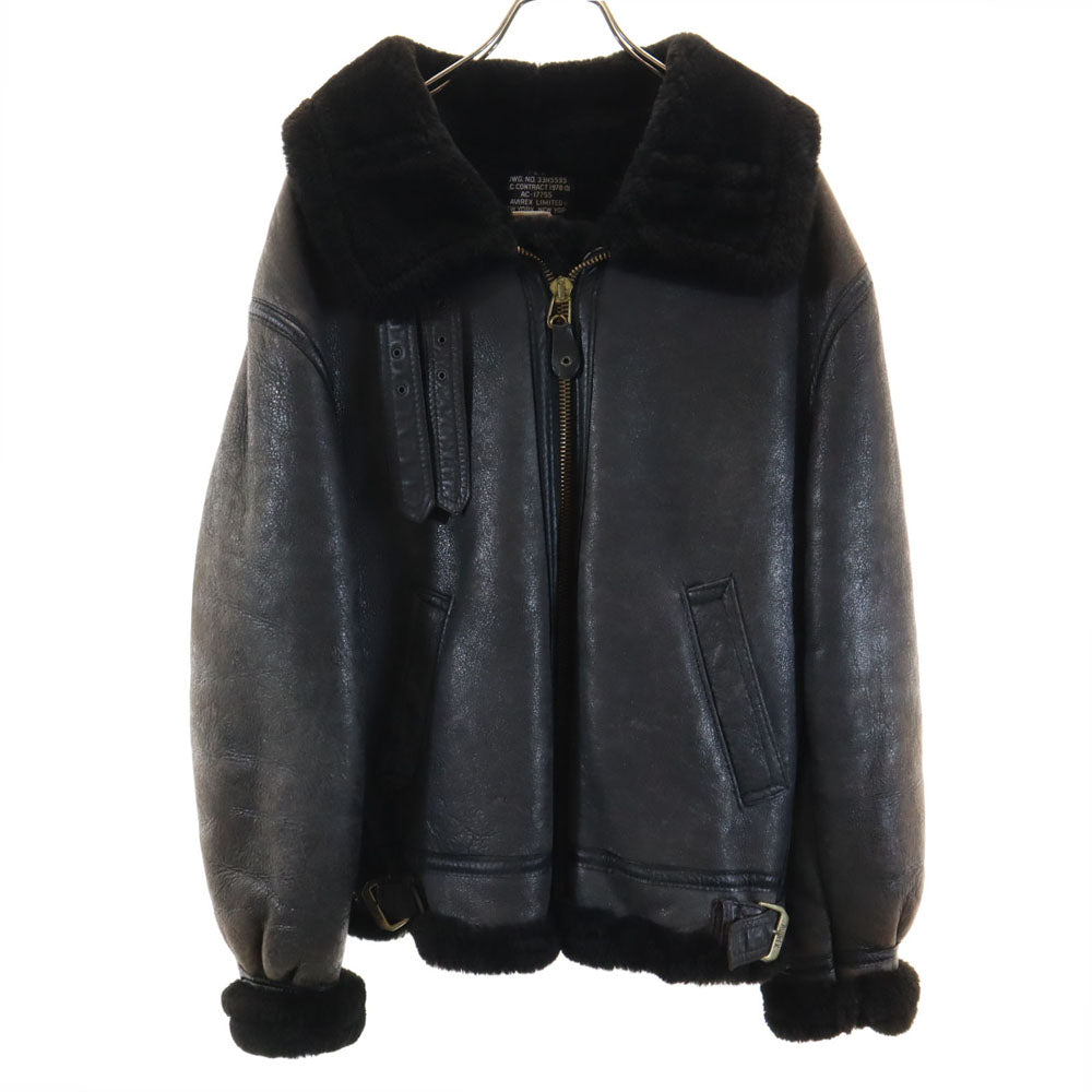 AVIREX アヴィレックス USA製 B-3 ムートンジャケット 36 ダークブラウン フライト メンズ