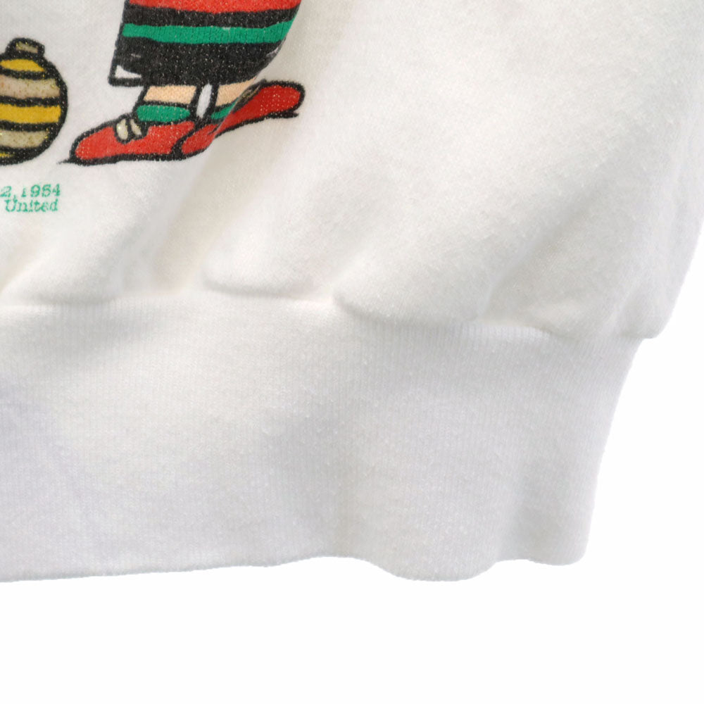 PEANUTS ピーナッツ 90s USA製 オールド スヌーピ柄 長袖 スウェット トレーナー L ホワイト 裏起毛 メンズ