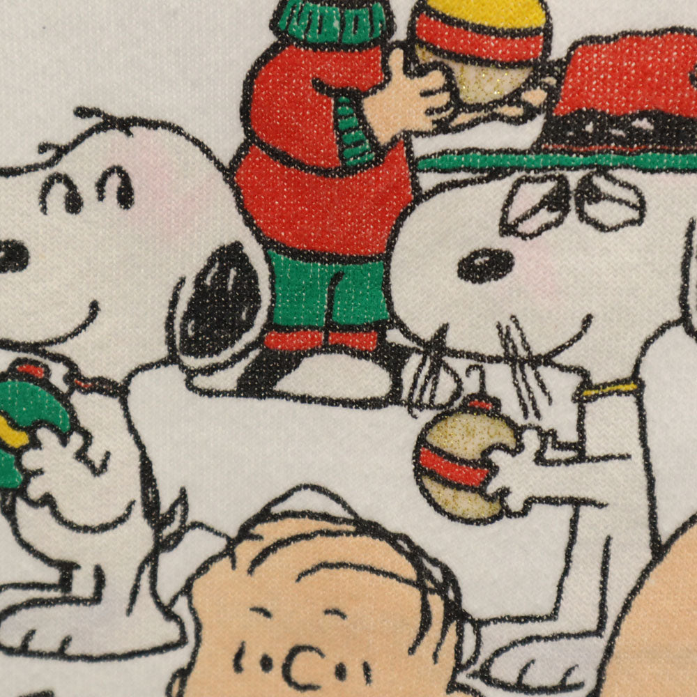 PEANUTS ピーナッツ 90s USA製 オールド スヌーピ柄 長袖 スウェット トレーナー L ホワイト 裏起毛 メンズ