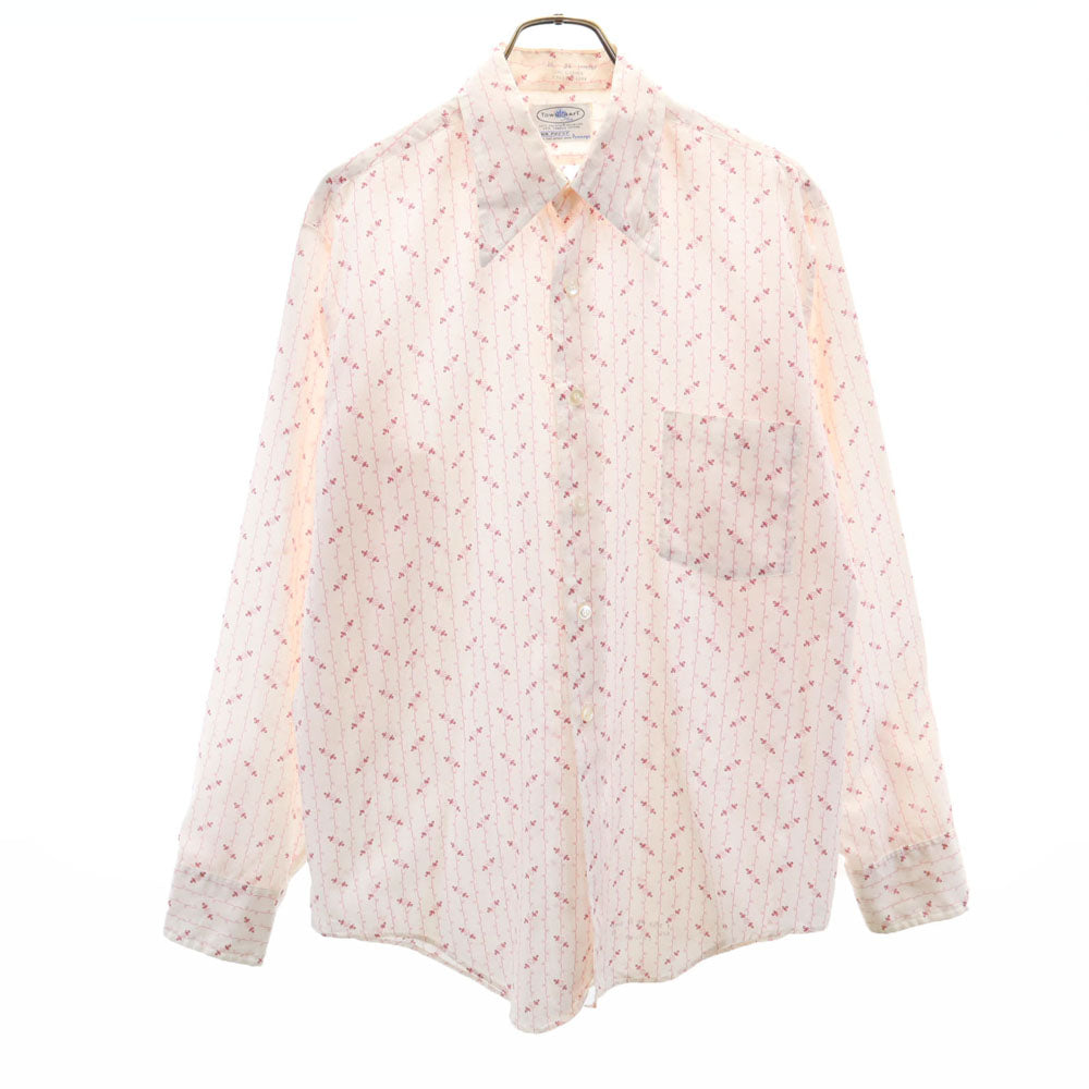 TOWNCRAFT タウンクラフト 70s ヴィンテージ 総柄 長袖 シャツ 16/34 ホワイト系 ペニーズ Pennys タンクラ メンズ