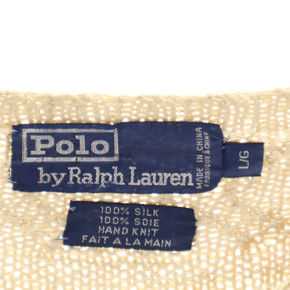 Polo by Ralph Lauren ポロバイラルフローレン 90s シルク オールド 長袖 ハンド ニット L ベージュ メンズ