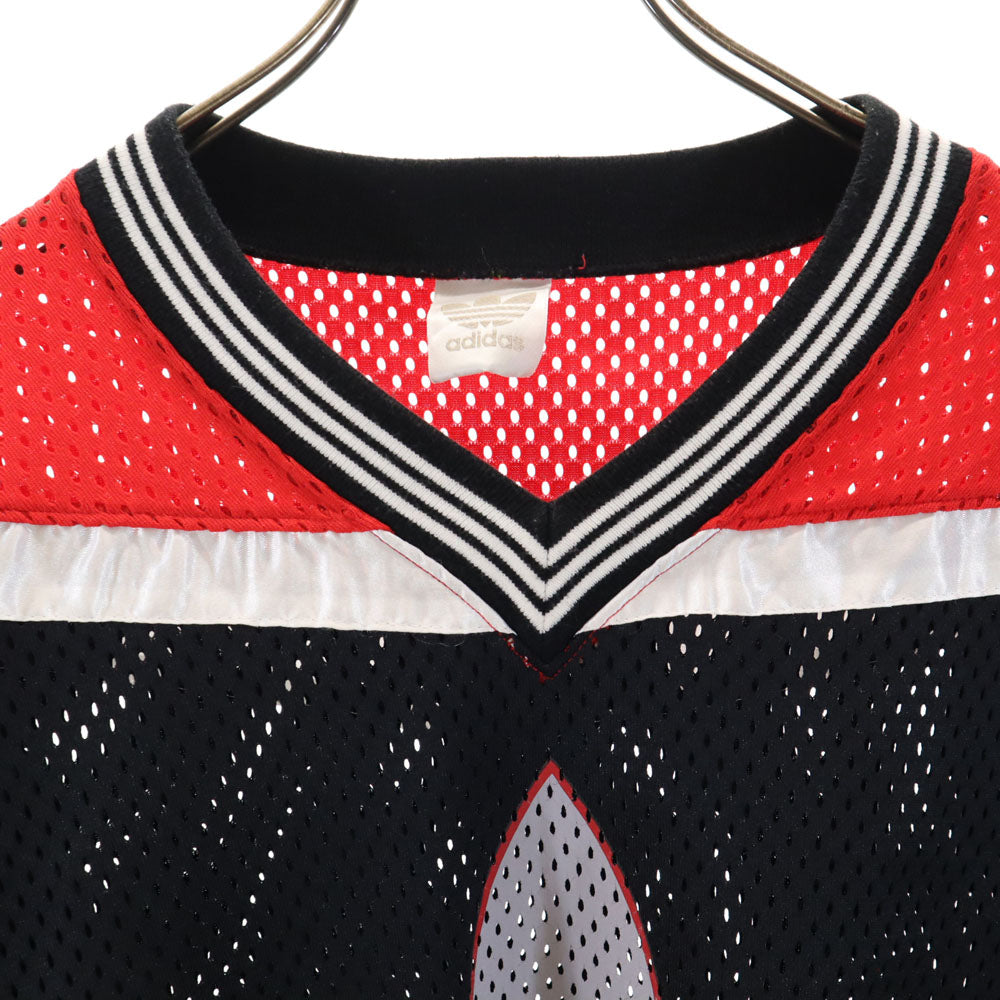 アディダス 80s 日本製 デサント社 ヴィンテージ トレフォイルロゴ 長袖 メッシュ ピステ L-O ブラック 他 adidas メンズ