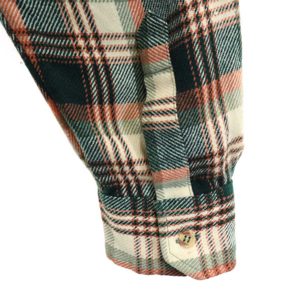 STJOHN'SBAY セントジョーンズベイ 80s 90s オールド チェック柄 長袖 ネルシャツ L モスグリーン 他 衿芯 メンズ