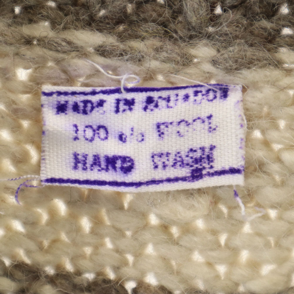 OLD オールド 90s ウール 総柄 ニット パーカー グレー系 プルオーバー セーター メンズ