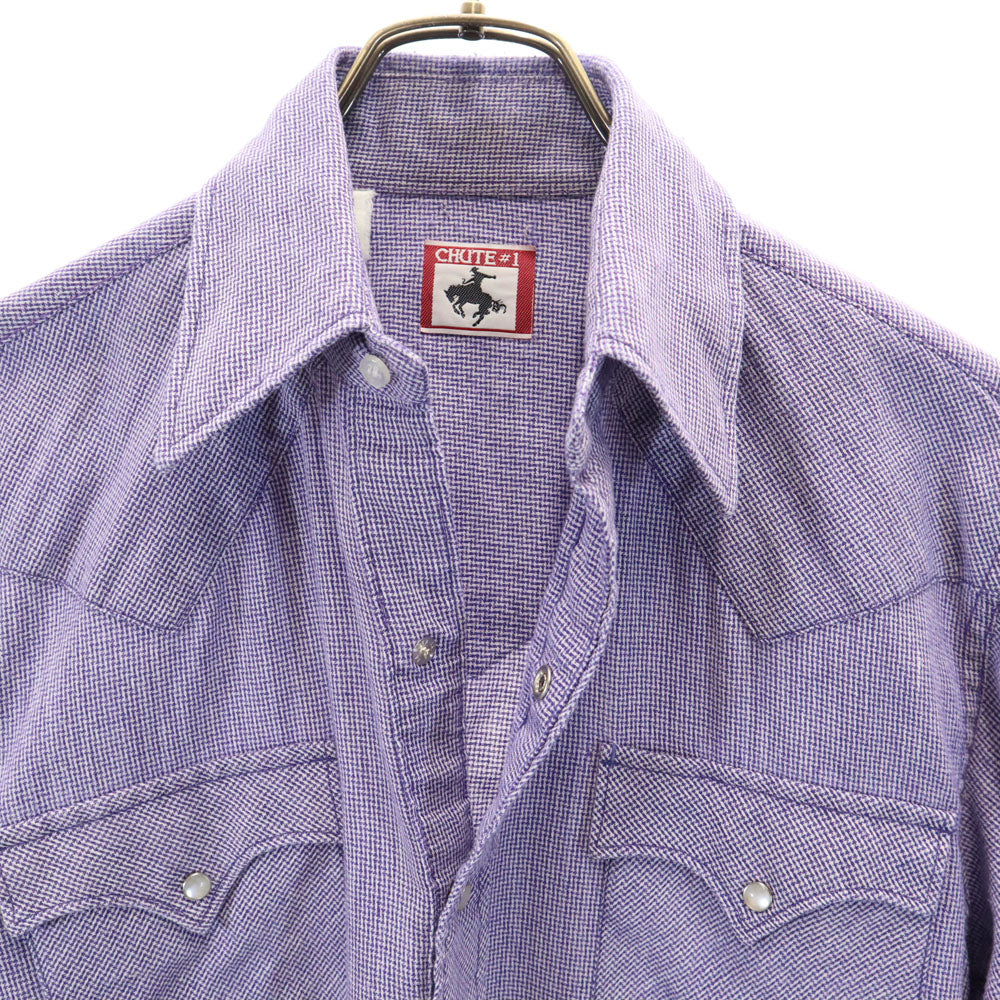 ヴィンテージ 80s 総柄 長袖 ウエスタンシャツ パープル系 VINTAGE メンズ