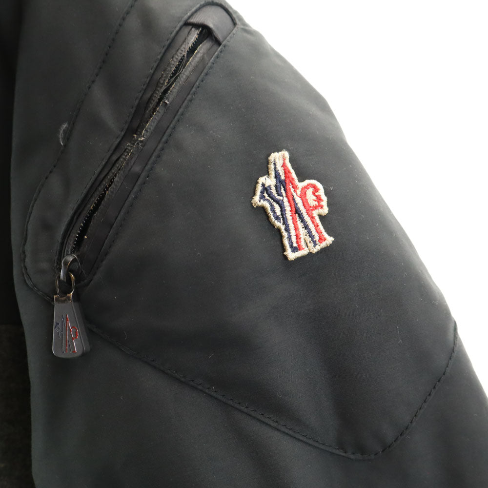 モンクレール ウール ダウンジャケット 0 グレー×ブラック MONCLER メンズ