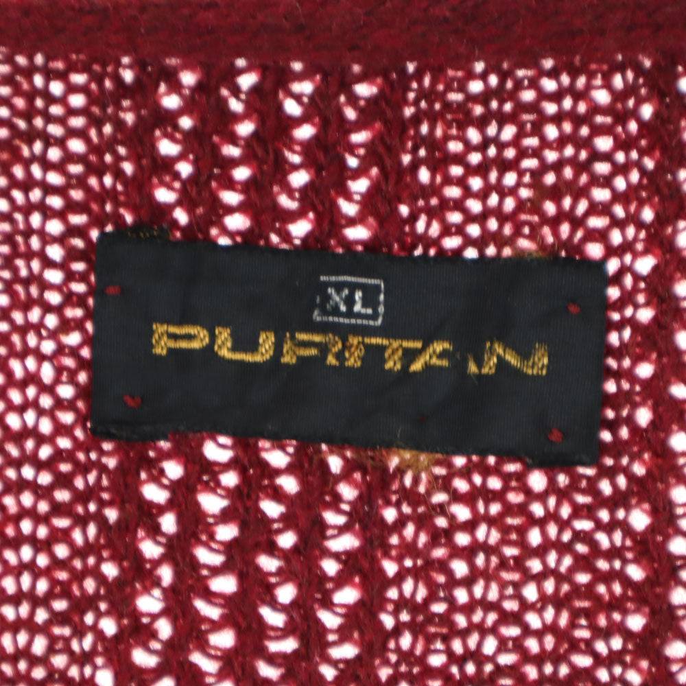 ピューリタン 70s ヴィンテージ 長袖 ニットカーディガン XL レッド系 メンズ