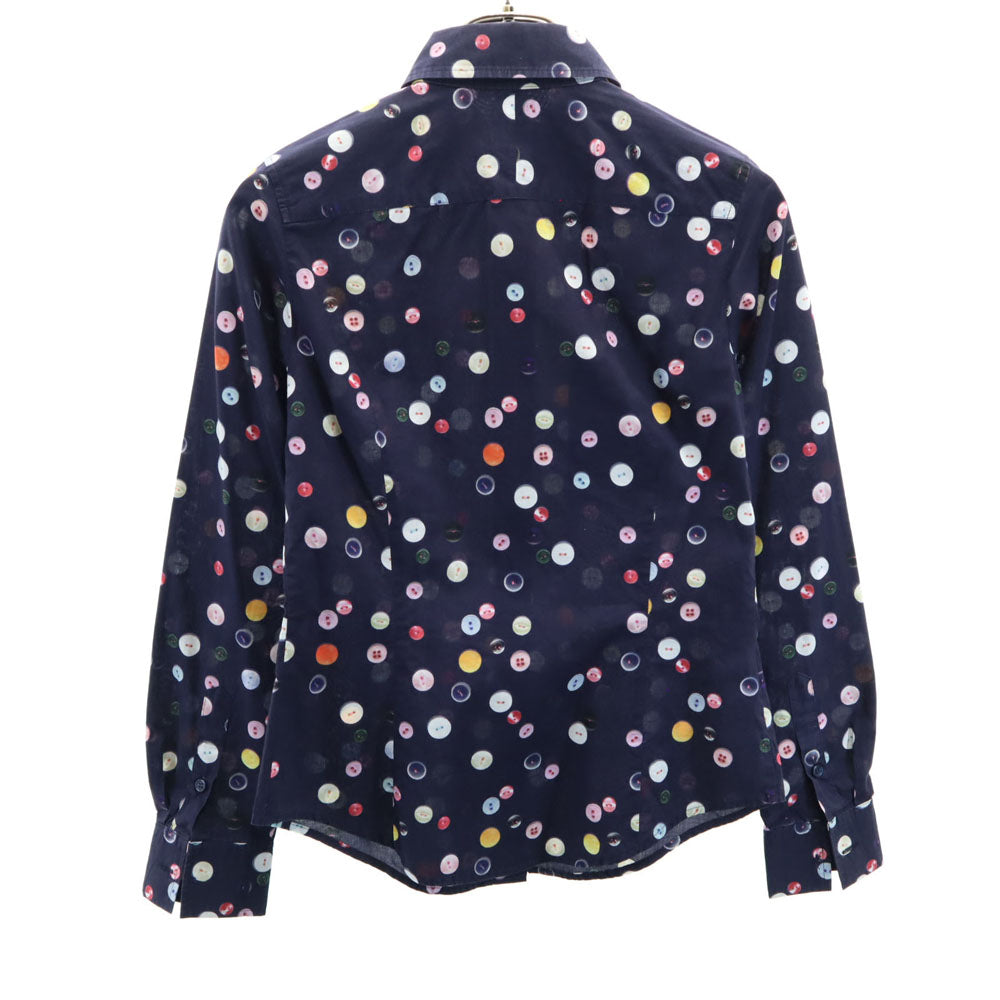 ポールスミス ブラック 総柄 長袖 シャツ 40 ネイビー系 Paul Smith BLACK レディース