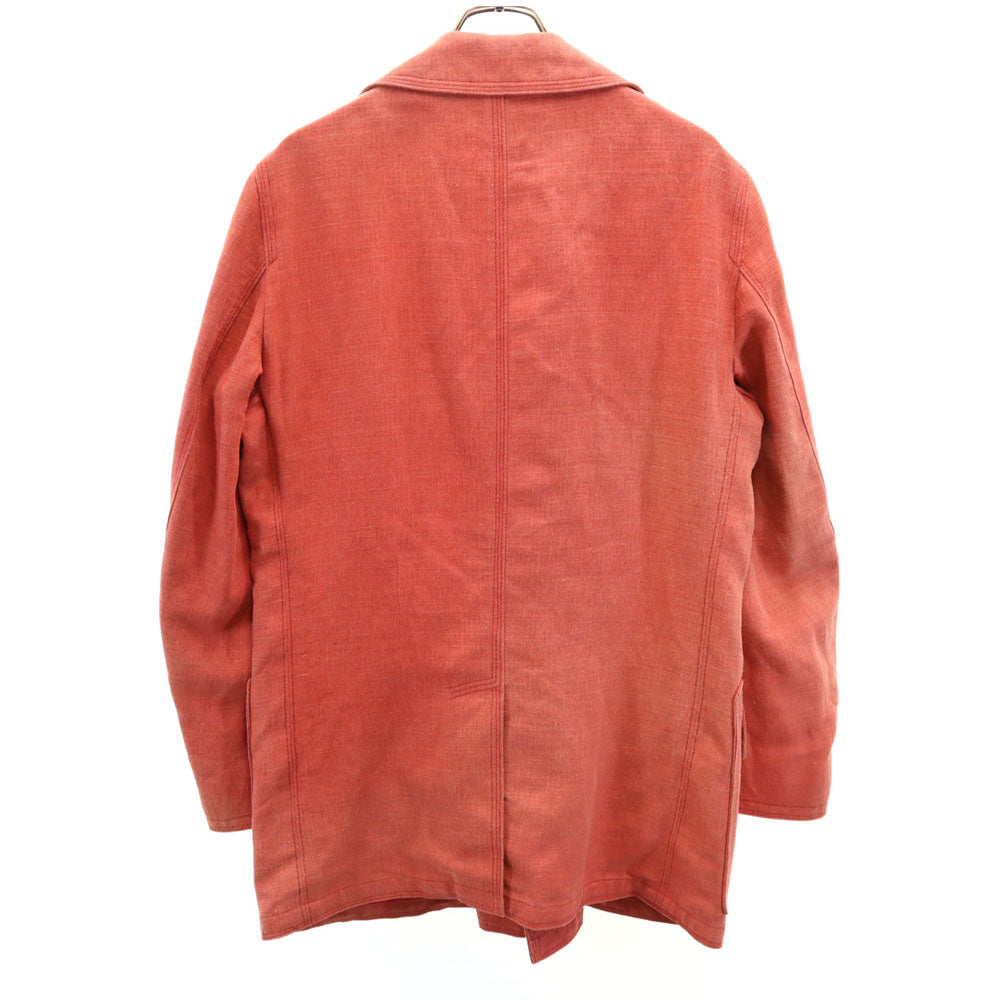 Herno ヘルノ イタリア製 リネンブレンド ダブル ジャケット 48 朱色系 メンズ