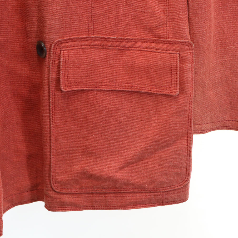Herno ヘルノ イタリア製 リネンブレンド ダブル ジャケット 48 朱色系 メンズ
