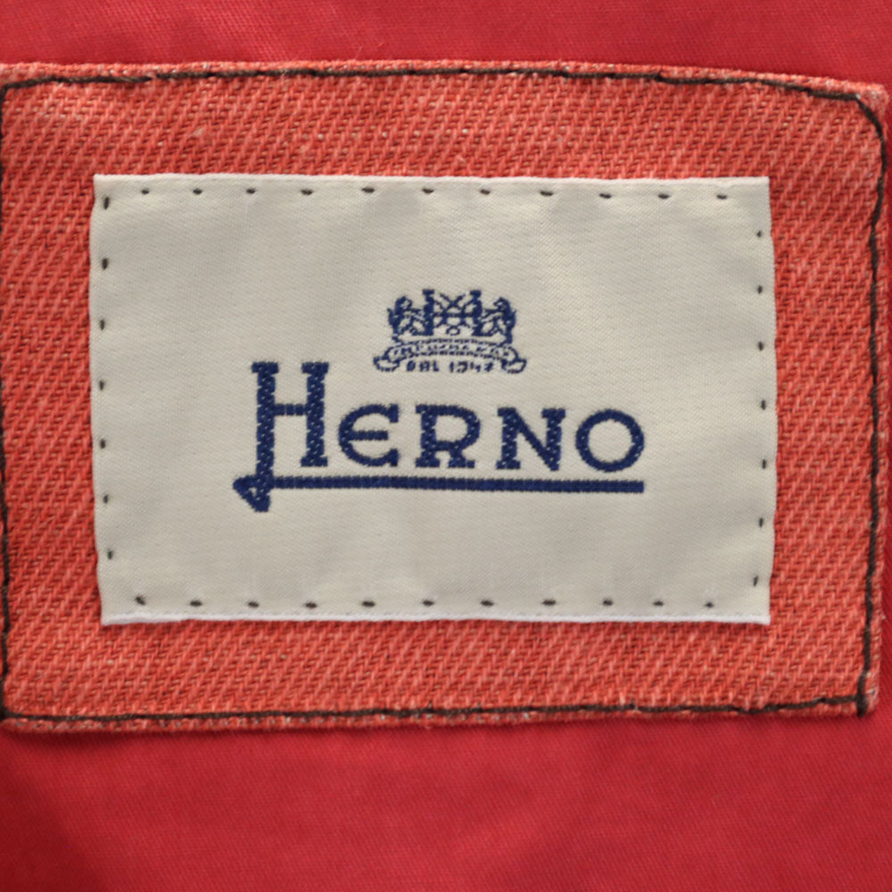 Herno ヘルノ イタリア製 リネンブレンド ダブル ジャケット 48 朱色系 メンズ