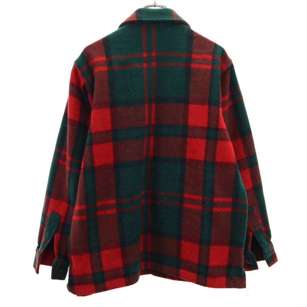 L.L.Bean エルエルビーン 70s ウールブレンド 筆記体タグ ヴィンテージ チェック 長袖 シャツジャケット M グリーン系 アウトドア メンズ