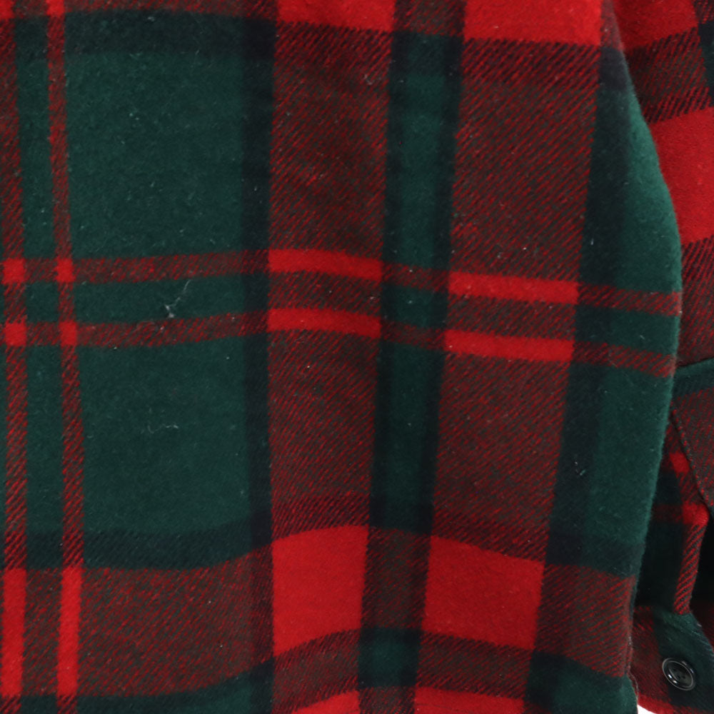 L.L.Bean エルエルビーン 70s ウールブレンド 筆記体タグ ヴィンテージ チェック 長袖 シャツジャケット M グリーン系 アウトドア メンズ