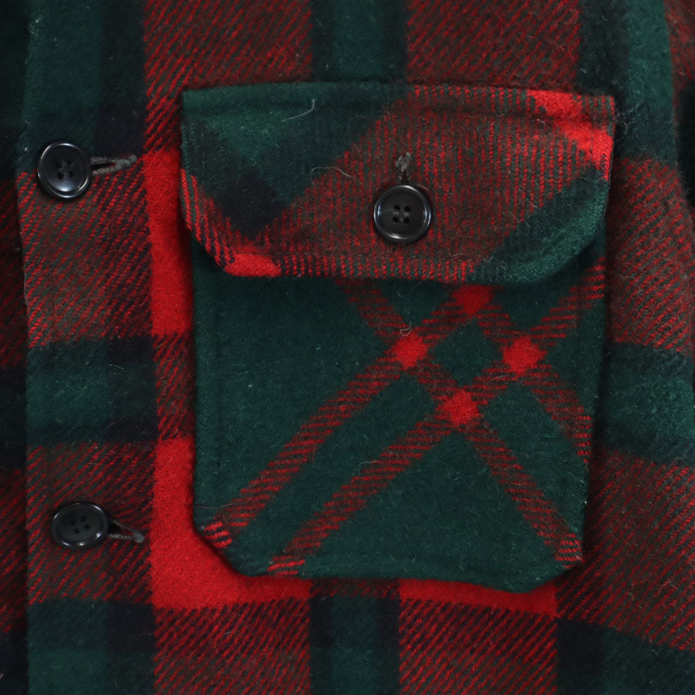 L.L.Bean エルエルビーン 70s ウールブレンド 筆記体タグ ヴィンテージ チェック 長袖 シャツジャケット M グリーン系 アウトドア メンズ