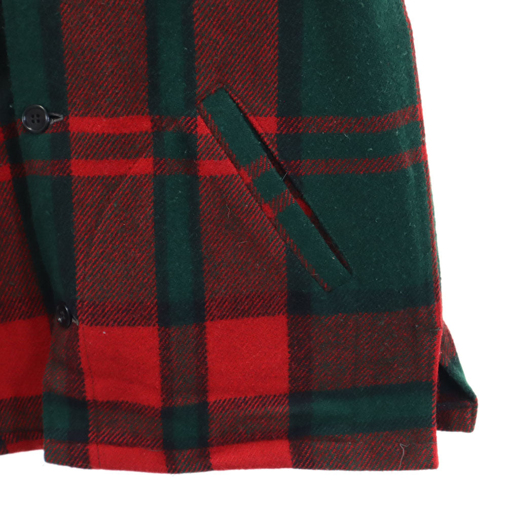 L.L.Bean エルエルビーン 70s ウールブレンド 筆記体タグ ヴィンテージ チェック 長袖 シャツジャケット M グリーン系 アウトドア メンズ