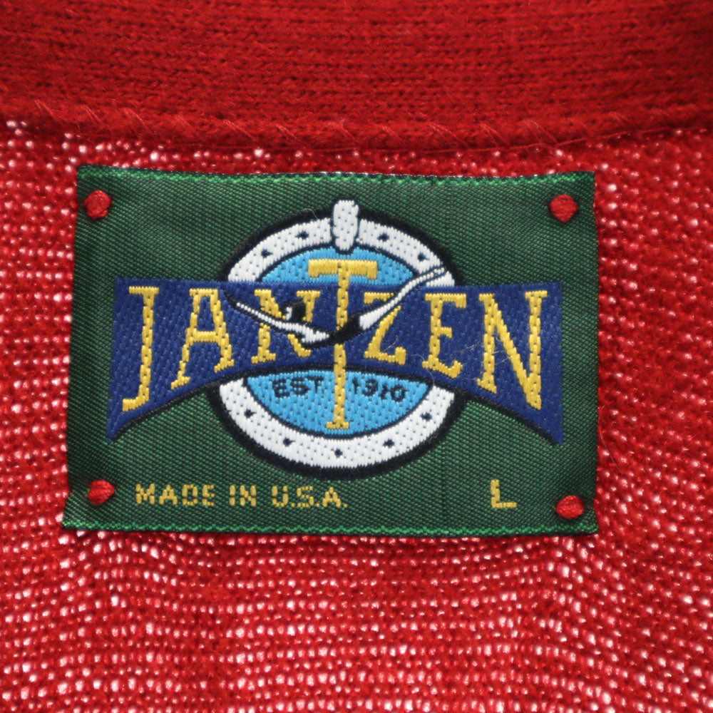 Jantzen ジャンセン 80s 90s USA製 オールド 長袖 ニットカーディガン L レッド系 メンズ