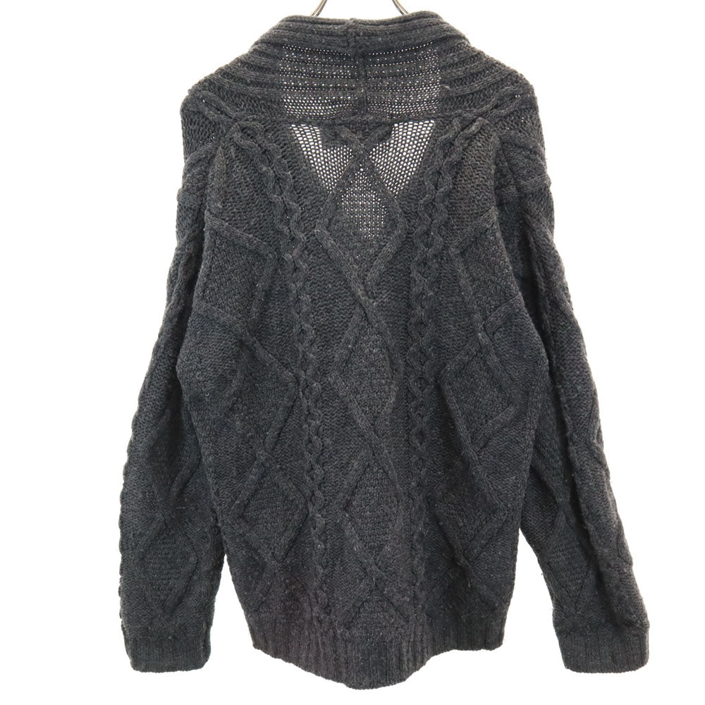 aran crafts アランクラフト 90s アイルランド製 メリノウール オールド 長袖 ショールカラー ニットカーディガン S チャコールグレー メンズ