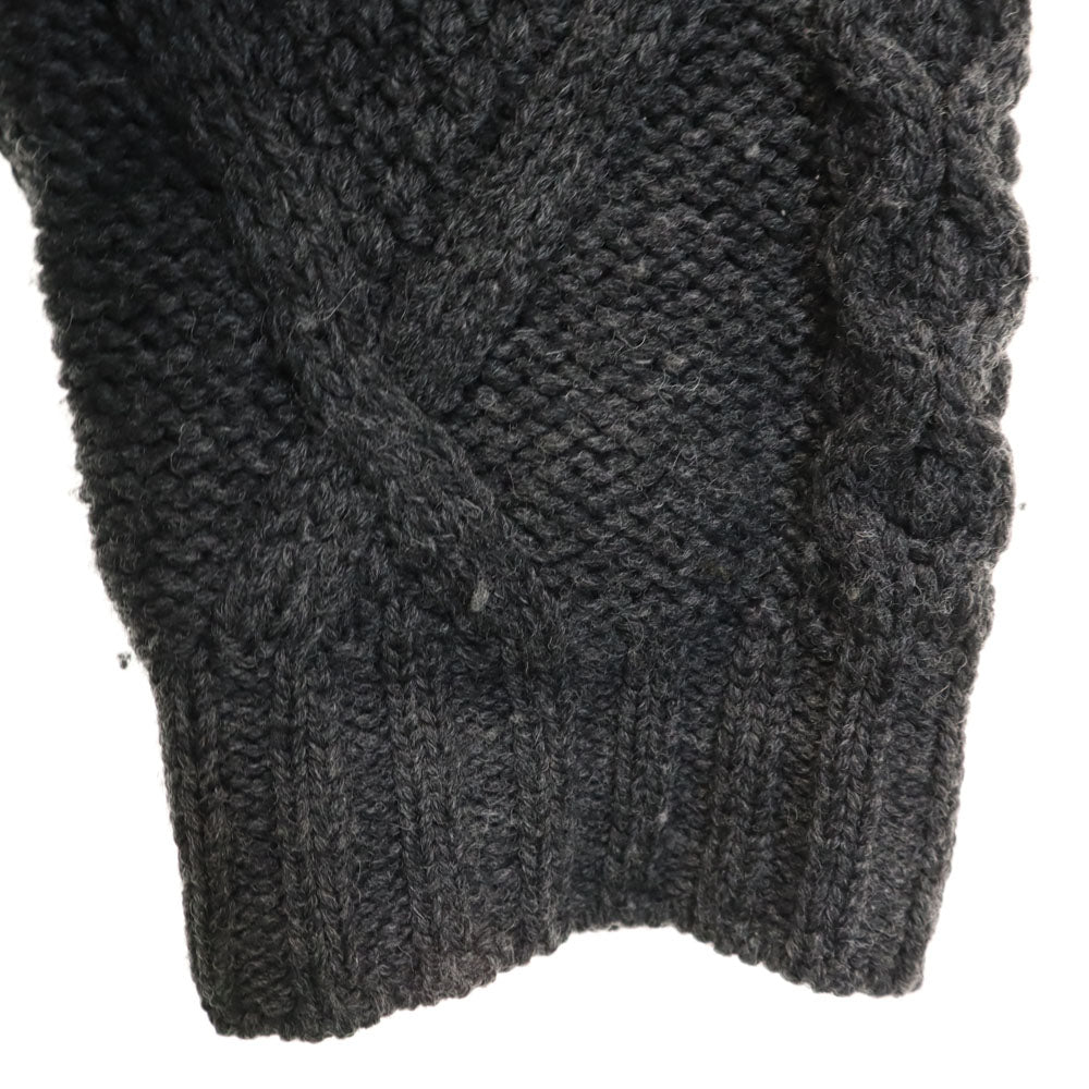aran crafts アランクラフト 90s アイルランド製 メリノウール オールド 長袖 ショールカラー ニットカーディガン S チャコールグレー メンズ