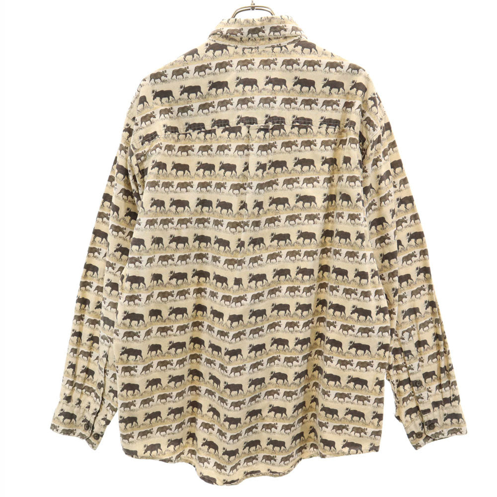 ウールリッチ アニマル柄 長袖 ボタンダウンシャツ L ベージュ WOOLRICH メンズ