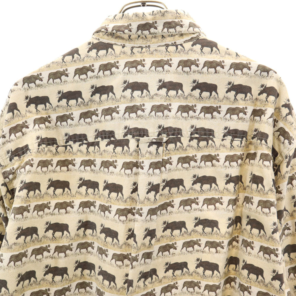 ウールリッチ アニマル柄 長袖 ボタンダウンシャツ L ベージュ WOOLRICH メンズ