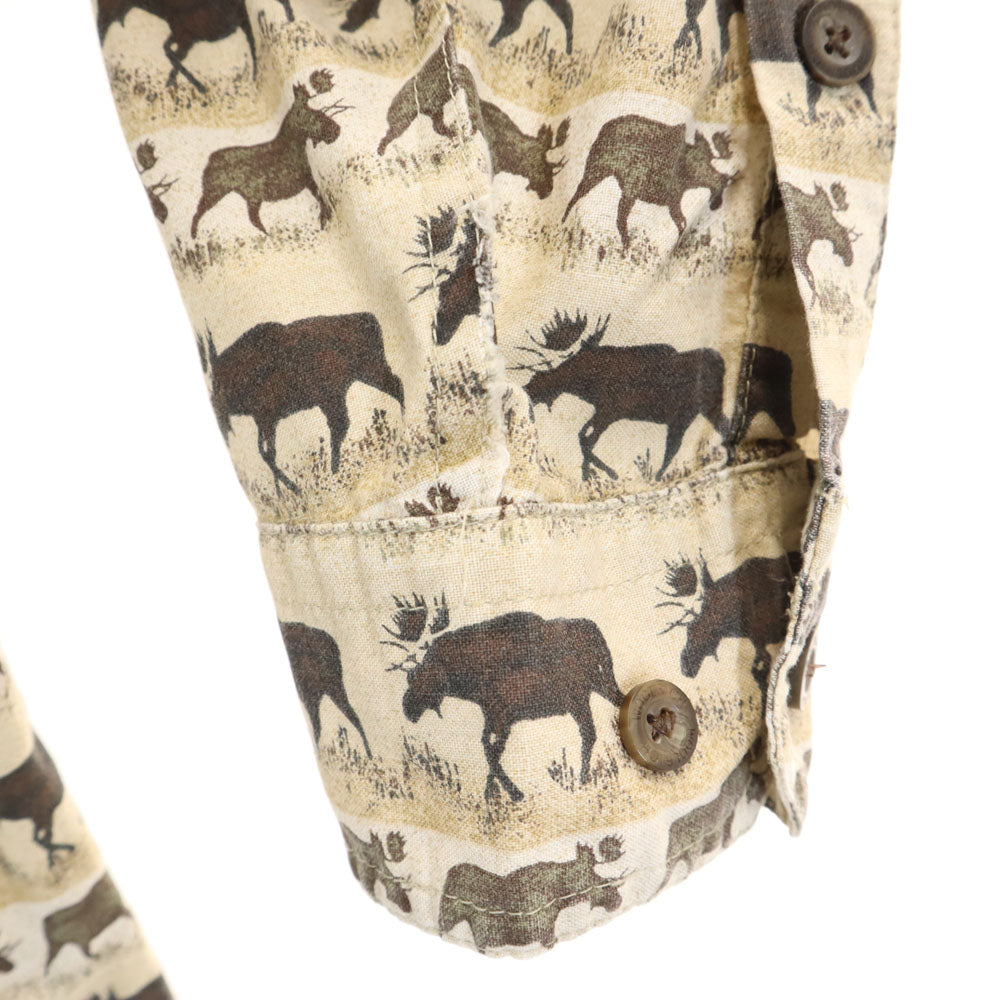 ウールリッチ アニマル柄 長袖 ボタンダウンシャツ L ベージュ WOOLRICH メンズ